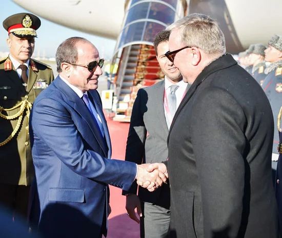 President Abdel Fattah El-Sisi during his arrival in Moscow for talks and the Russia-Africa Summit
