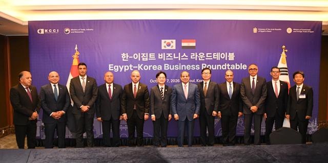President Abdel Fattah El-Sisi meets South Korean business executives in Seoul
