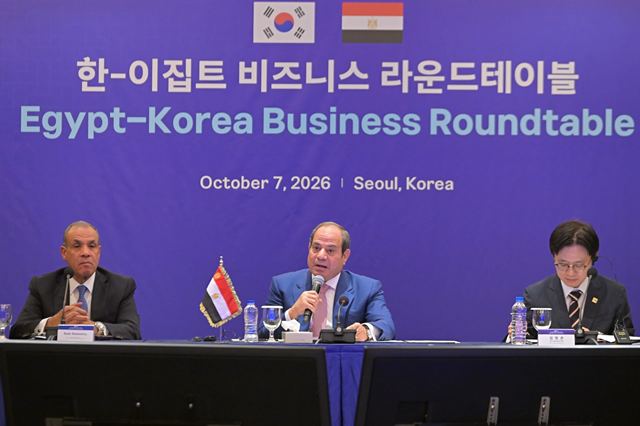 A scene from President El-Sisi's meeting with South Korean business leaders
