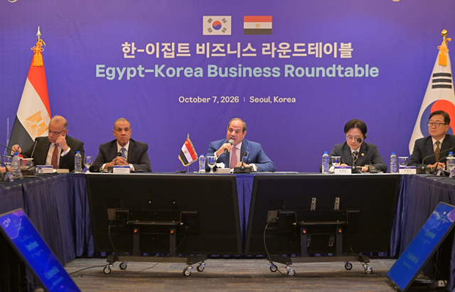 Egyptian and South Korean representatives during the Seoul business roundtable