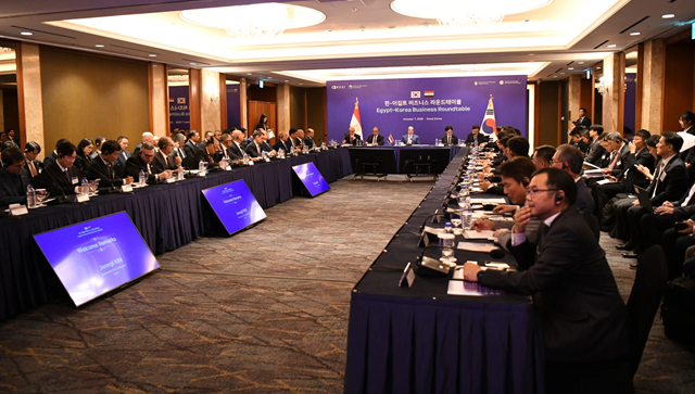 Egyptian and South Korean officials and business leaders during the Seoul roundtable