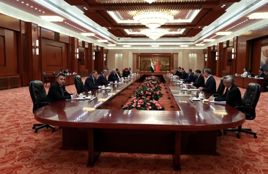 Egyptian and Chinese officials during meetings in Beijing