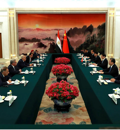 Egyptian and Chinese officials during high-level meetings in Beijing
