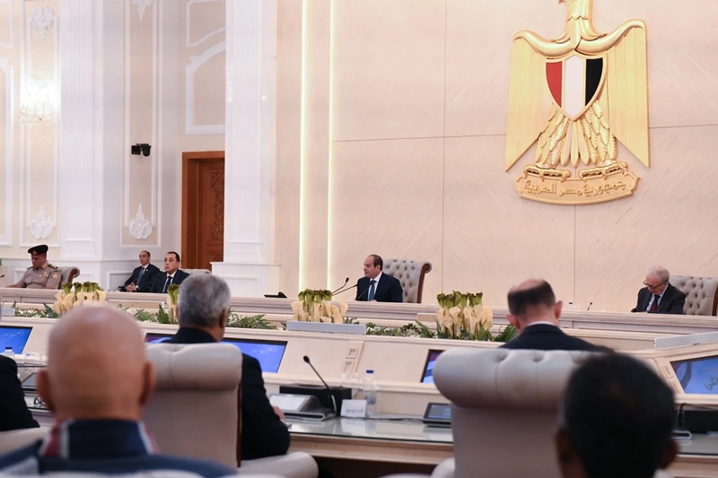 President Abdel Fattah El-Sisi during the expanded meeting at the Strategic Command headquarters