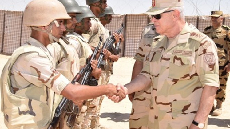 Egyptian Chief of Staff Lieutenant General Mohamed Farid visited on Saturday the soliders in North Sinai who are mandated with executing measures to besiege and eradicate militants and inspected the security checkpoints and operations and troops deployed 