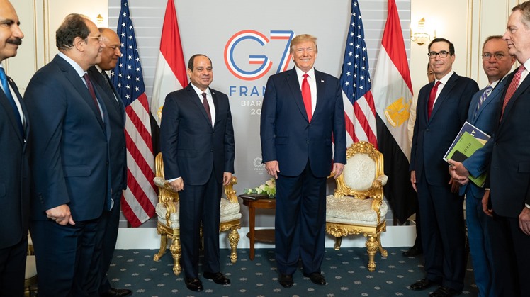 Egypt's President Abdel Fatah al-Sisi discussed on Monday bilateral ties with US President Donald Trump in a meeting on the sidelines of the G7 summit held in France. 