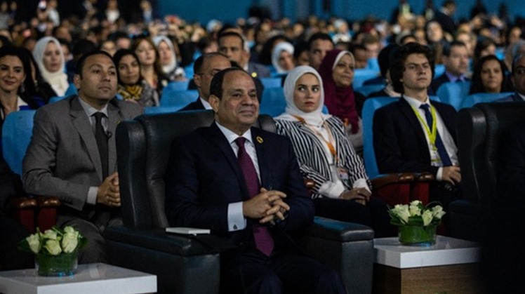 President Abdel-Fatah al-Sisi during the session "Artificial Intelligence & Humans: Who is in Control?" at the 2019's the World Youth Forum - Via Twitter
