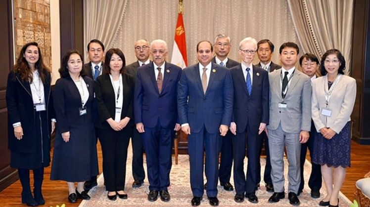 President Abdel Fatah al-Sisi met with the Japanese experts, who will be supervising Japanese schools in Egypt.