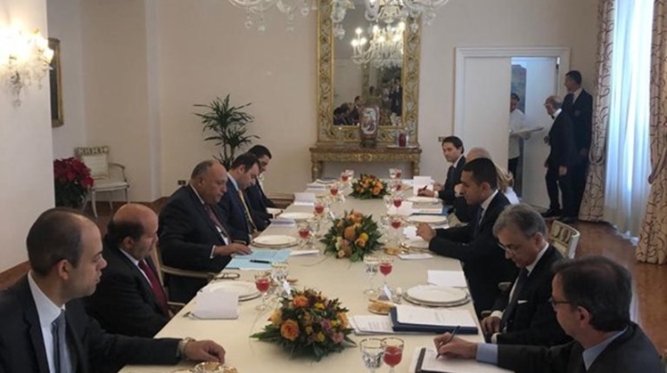 FILE - Egypt’s Foreign Minister Sameh Shoukry discussed on December 5th the latest updates regarding Libya’s political conflict with his Italian counterpart Italian Foreign Minister Luigi Di Maio in Rome
