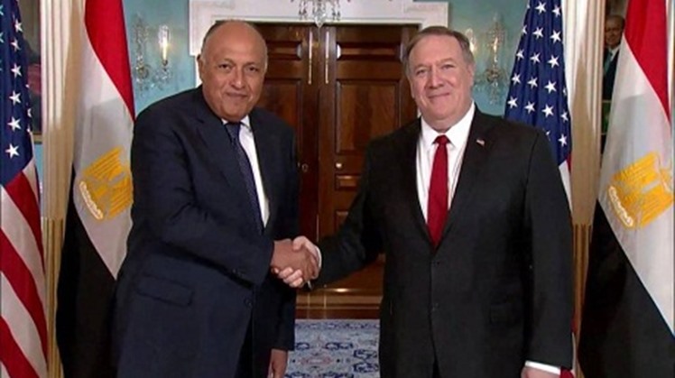 Egyptian Foreign Minister Sameh Shoukry spoke to US Secretary of State Mike Pompeo by phone on Thursday and discussed with him recent developments in the region, covering primarily Libya, the disputed Grand Ethiopian Renaissance Dam (GERD), and the Palest