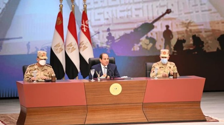 Egypt's president convenes with Armed Forces personnel, holds a dialogue on internal, regional, and international topics