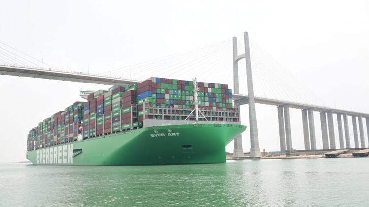 The giant container ship "EVER ART" crossed for the first time the New Suez Canal within a convoy on its journey coming from Malaysia, and heading to the port of Rotterdam, in the Netherlands. 