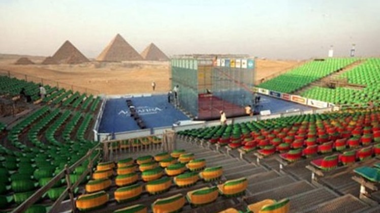 FILE - Great Pyramids of Giza will host PSA Women's World Championships