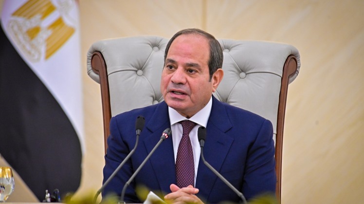 President Abdel Fattah El-Sisi chairs a meeting of the Supreme Council of the Armed Forces at the Strategic Command headquarters in the New Capital.
