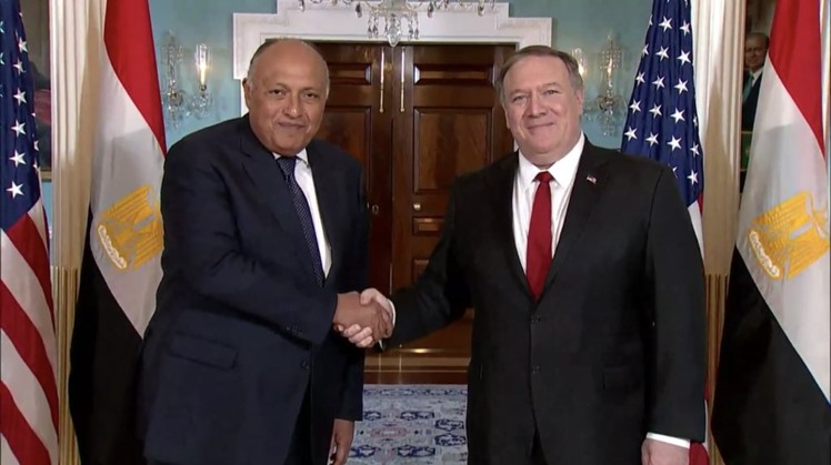 Concluding the first day of his current visit, Foreign Minister Shoukry conducts talks with his American counterpart, Secretary of State Mike Pompeo