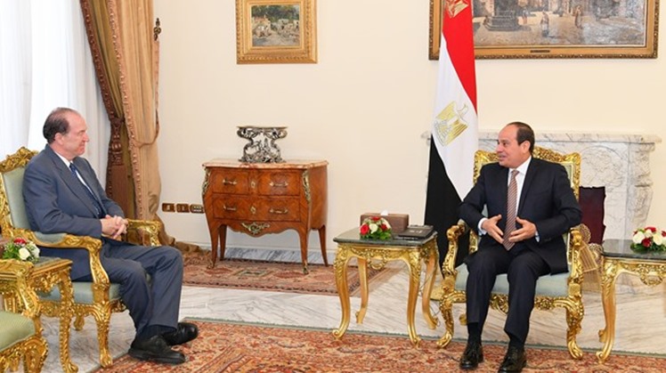 President Abdel Fatah al-Sisi meets with World Bank Group (WBG) President David Malpass in Cairo on Saturday, May 5, 2019- press photo
