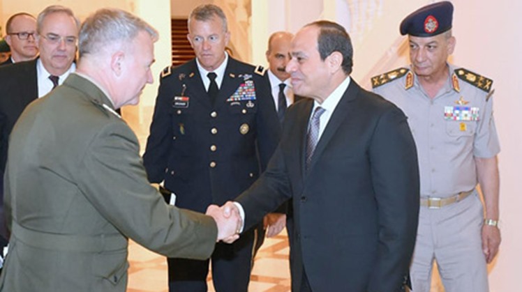 Egypt's President Abdel-Fattah El-Sisi met on Tuesday in Cairo with the commander the United States Central Command, General Kenneth McKenzie Jr, and a delegation of US army officials