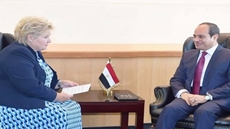 Egyptian President Abdel Fatah al-Sisi met on Monday with Prime Minister of Norway Erna Solberg on the sidelines of the UN General Assembly meetings in New York.