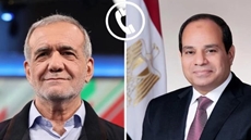 Photos of Egyptian President Abdel Fattah El-Sisi (R) and his Iranian counterpart, Masoud Pezeshkian (L) - Compiled by the Egyptian Presidency