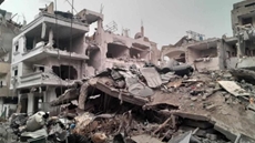 Aftermath of Israeli strikes on a building in Gaza