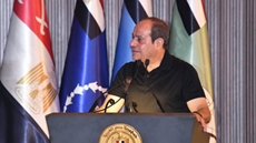 President Abdel Fattah El Sisi speaks to students of the Egyptian Military Academy during a visit on 6 August 2025