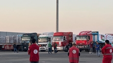 The Egyptian Red Crescent dispatched on Monday the 54th humanitarian aid convoy under the initiative “Zad Al-Ezza... From Egypt to Gaza”.