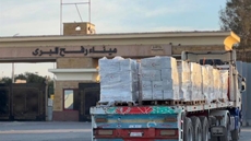 Humanitarian aid arriving at Rafah Border 