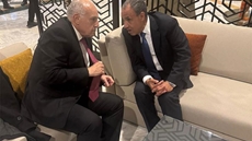 Egyptian Foreign Minister Badr Abdelatty with his Algerian counterpart Ahmed Attaf during their meeting in Tunisia. Photo courtesy of Egyptian Foreign Ministry.
